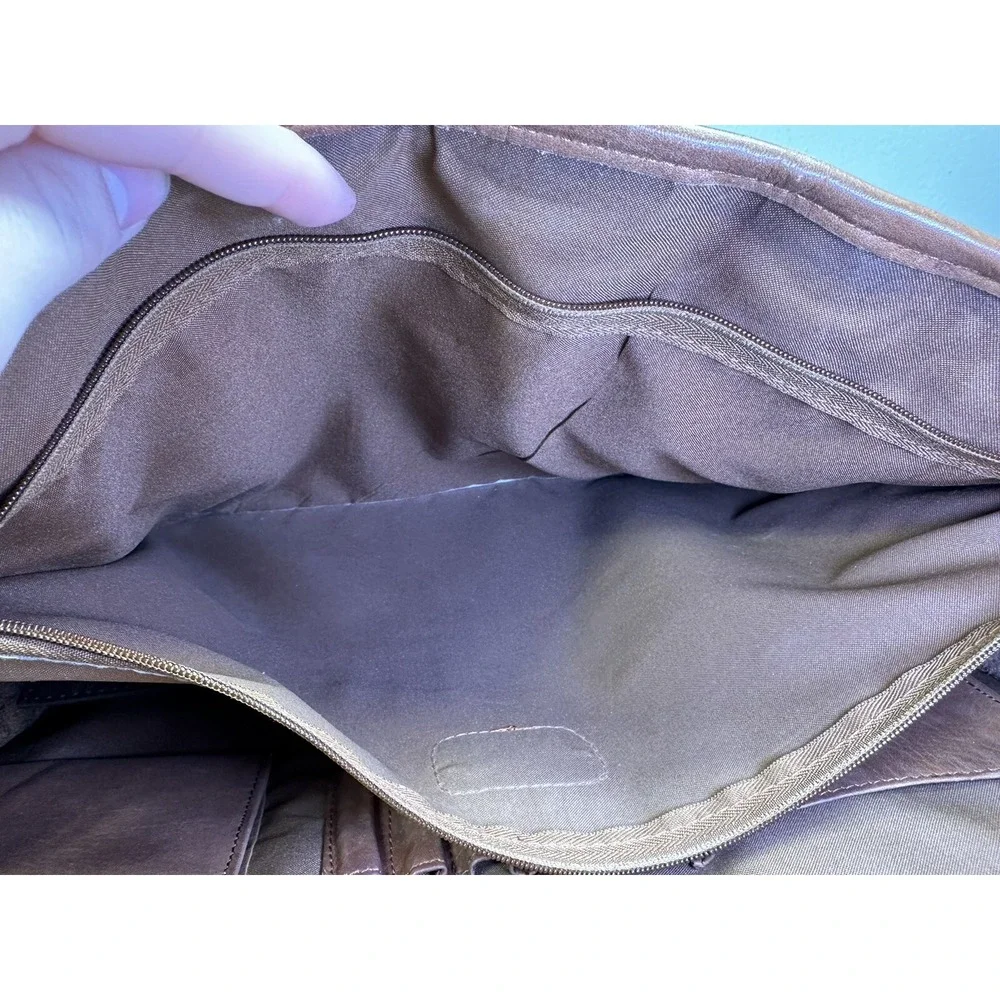 Vintage RENWICK Tan Brown Leather Messenger Bag Shoulder Straps‎
